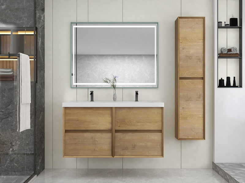 Moreno Bath SLIM48-DD Kingdee 48" Floating Double Bathroom Vanity With Acrylic Double Sink Top