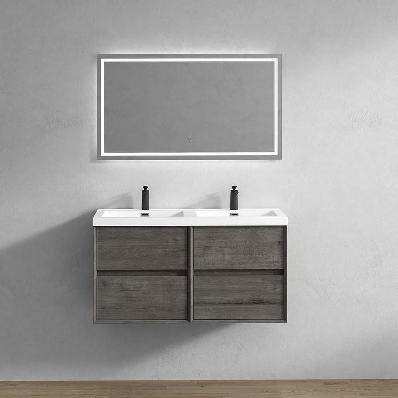 Moreno Bath SLIM48-DD Kingdee 48" Floating Double Bathroom Vanity With Acrylic Double Sink Top