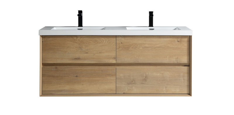 Moreno Bath SLIM 60D Kingdee 60" Floating Bathroom Vanity With Acrylic Double Sink Top
