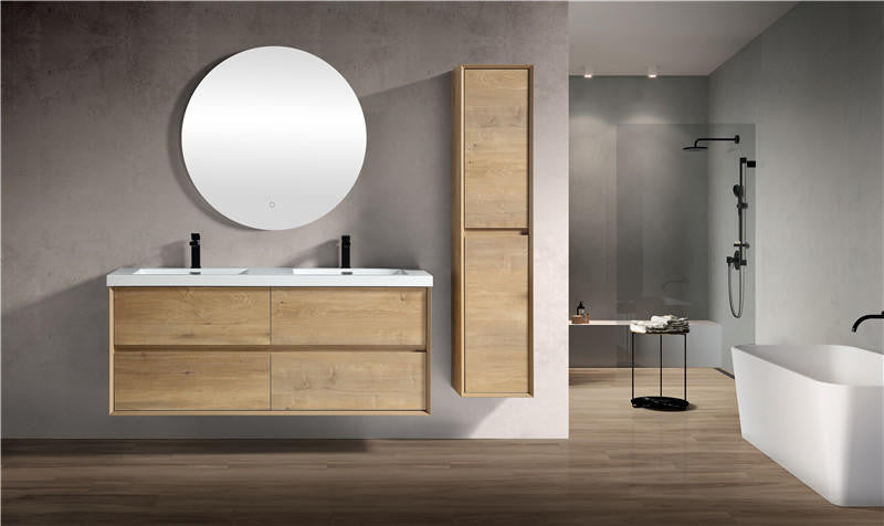 Moreno Bath SLIM 60D Kingdee 60" Floating Bathroom Vanity With Acrylic Double Sink Top