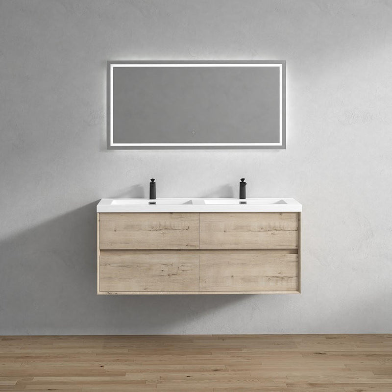 Moreno Bath SLIM 60D Kingdee 60" Floating Bathroom Vanity With Acrylic Double Sink Top