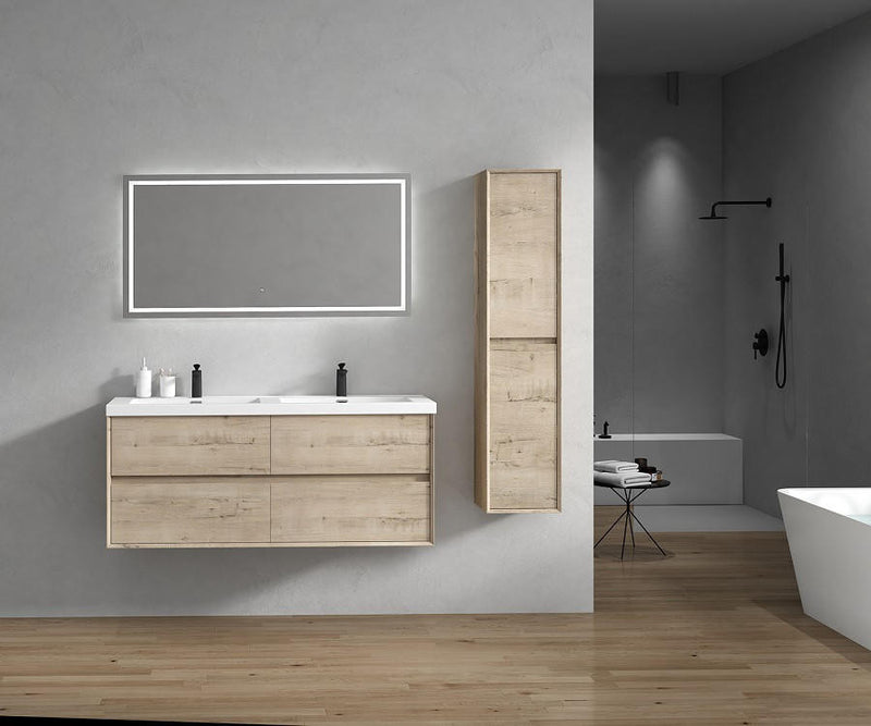 Moreno Bath SLIM 60D Kingdee 60" Floating Bathroom Vanity With Acrylic Double Sink Top