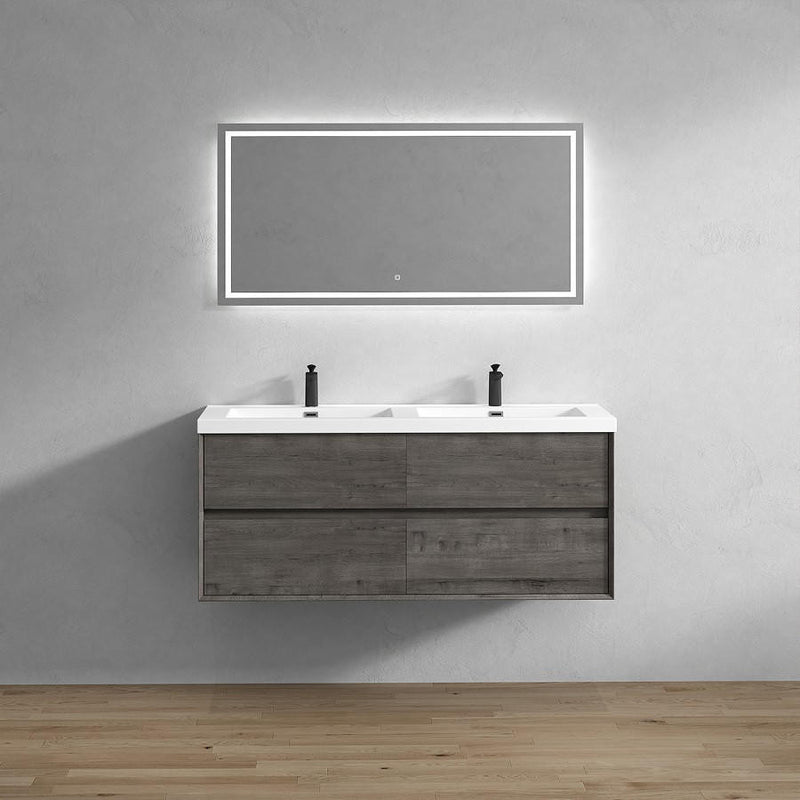 Moreno Bath SLIM 60D Kingdee 60" Floating Bathroom Vanity With Acrylic Double Sink Top