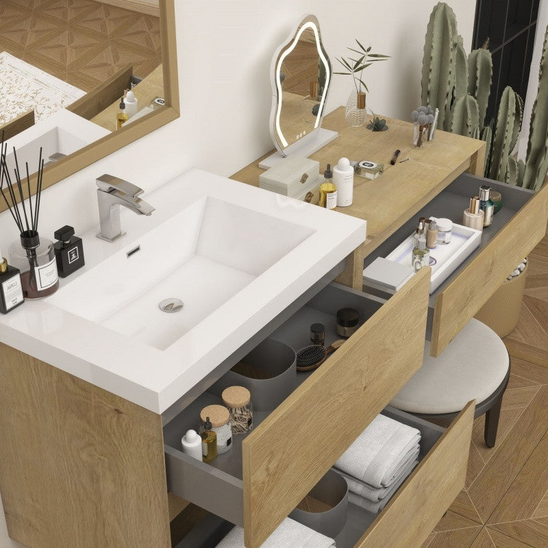 Moreno Bath SLIM17-36-36 Kingdee 72" Floating Vanity & Makeup Table Set (36+36)