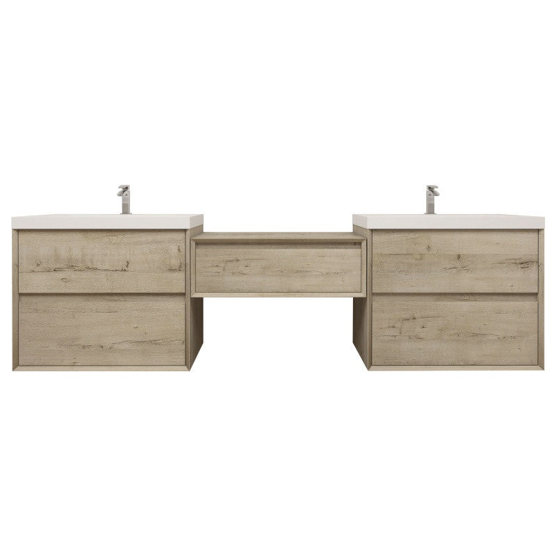 Moreno Bath SLIM17-30+30+30 Kingdee 90" Floating Vanity & Makeup Table Set (30+30+30)