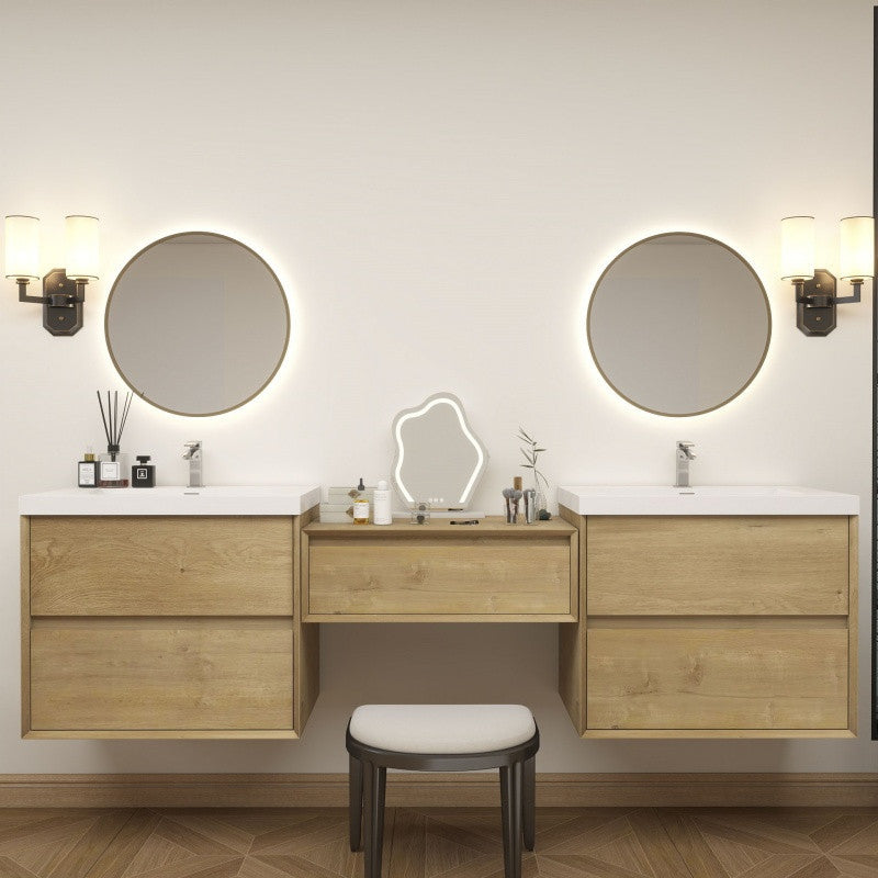 Moreno Bath SLIM17-30+30+30 Kingdee 90" Floating Vanity & Makeup Table Set (30+30+30)