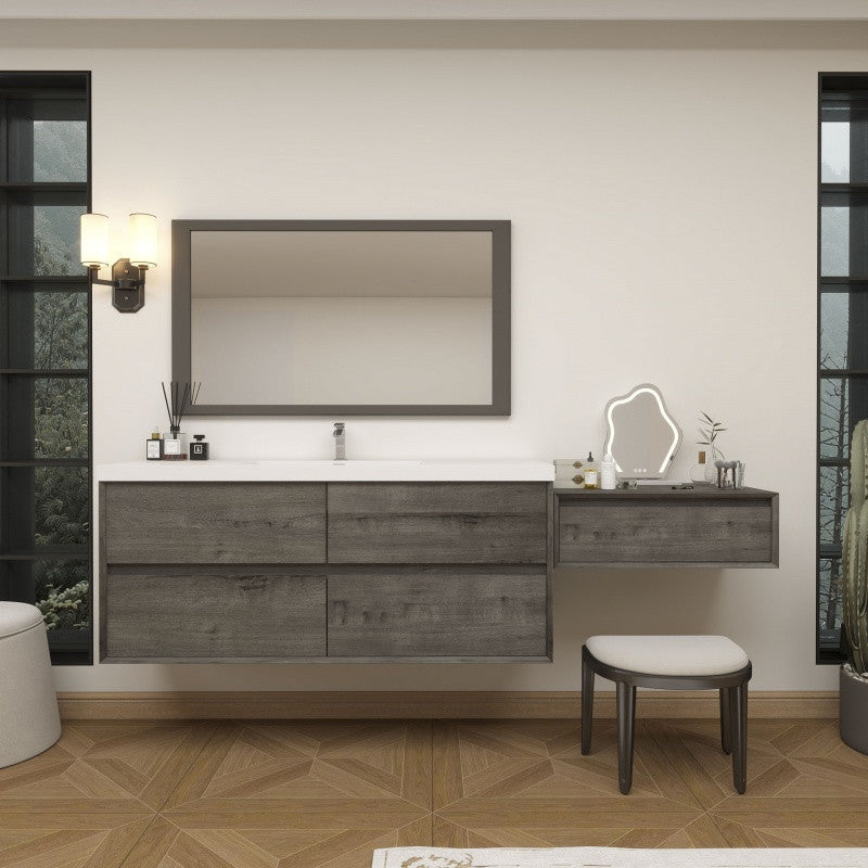 Moreno Bath SLIM17-60S-30 Kingdee 90" Floating Vanity & Makeup Table Set (60S+30)