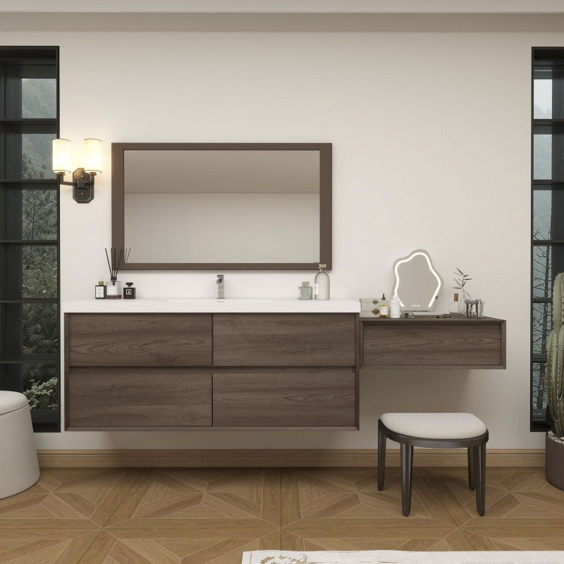 Moreno Bath SLIM17-60S-30 Kingdee 90" Floating Vanity & Makeup Table Set (60S+30)