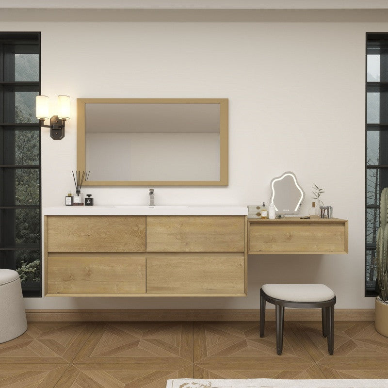 Moreno Bath SLIM17-60S-30 Kingdee 90" Floating Vanity & Makeup Table Set (60S+30)