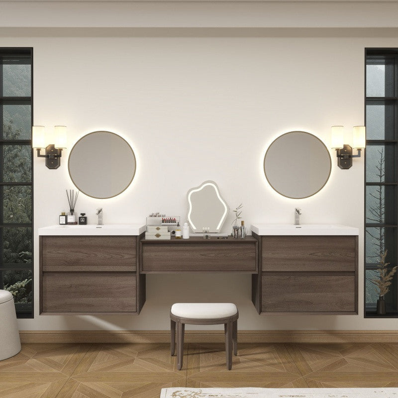 Moreno Bath SLIM17-30+36+30 Kingdee 96" Floating Vanity & Makeup Table Set (30+36+30)