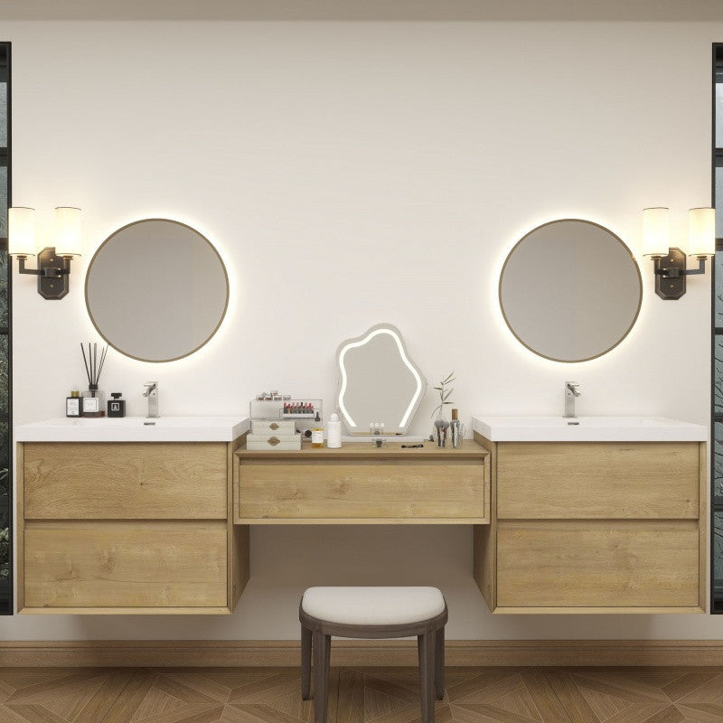 Moreno Bath SLIM17-30+36+30 Kingdee 96" Floating Vanity & Makeup Table Set (30+36+30)