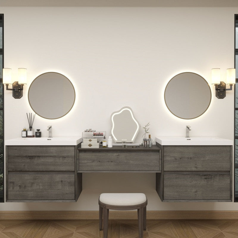 Moreno Bath SLIM17-30+36+30 Kingdee 96" Floating Vanity & Makeup Table Set (30+36+30)