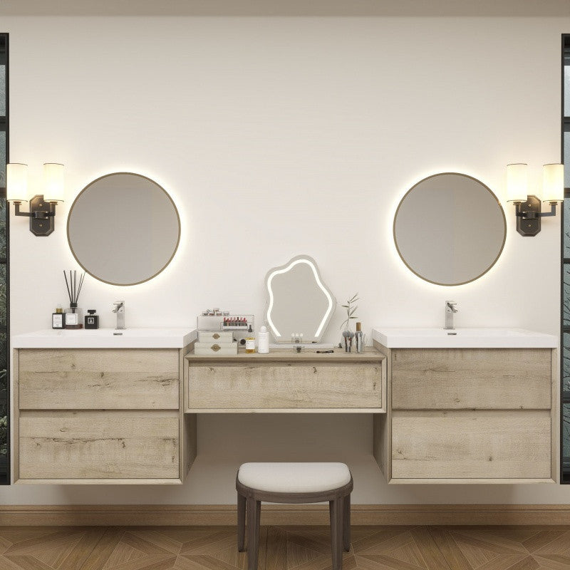 Moreno Bath SLIM17-30+36+30 Kingdee 96" Floating Vanity & Makeup Table Set (30+36+30)