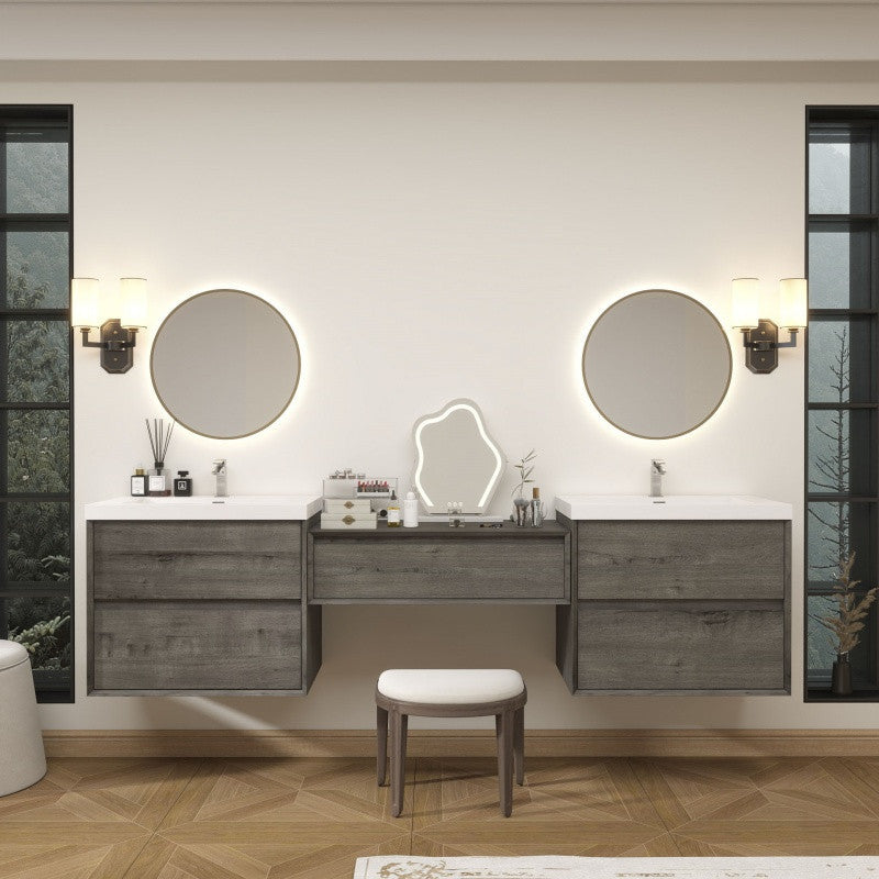 Moreno Bath SLIM17-30+36+30 Kingdee 96" Floating Vanity & Makeup Table Set (30+36+30)