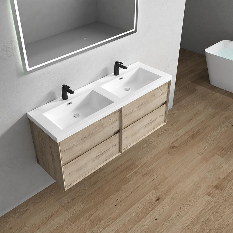 Moreno Bath SLIM 60DD Kingdee 60" Floating Double Bathroom Vanity With Acrylic Double Sink Top