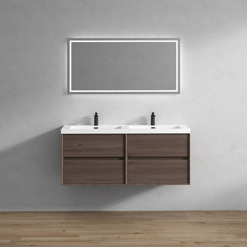 Moreno Bath SLIM 60DD Kingdee 60" Floating Double Bathroom Vanity With Acrylic Double Sink Top