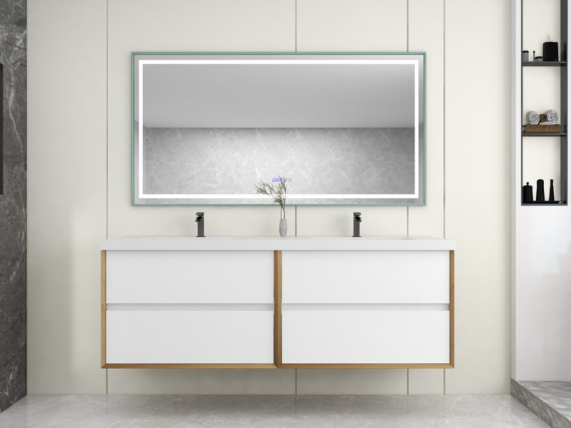 Moreno Bath SLIM 72D Kingdee 72" Floating Bathroom Vanity With Acrylic Double Sink Top