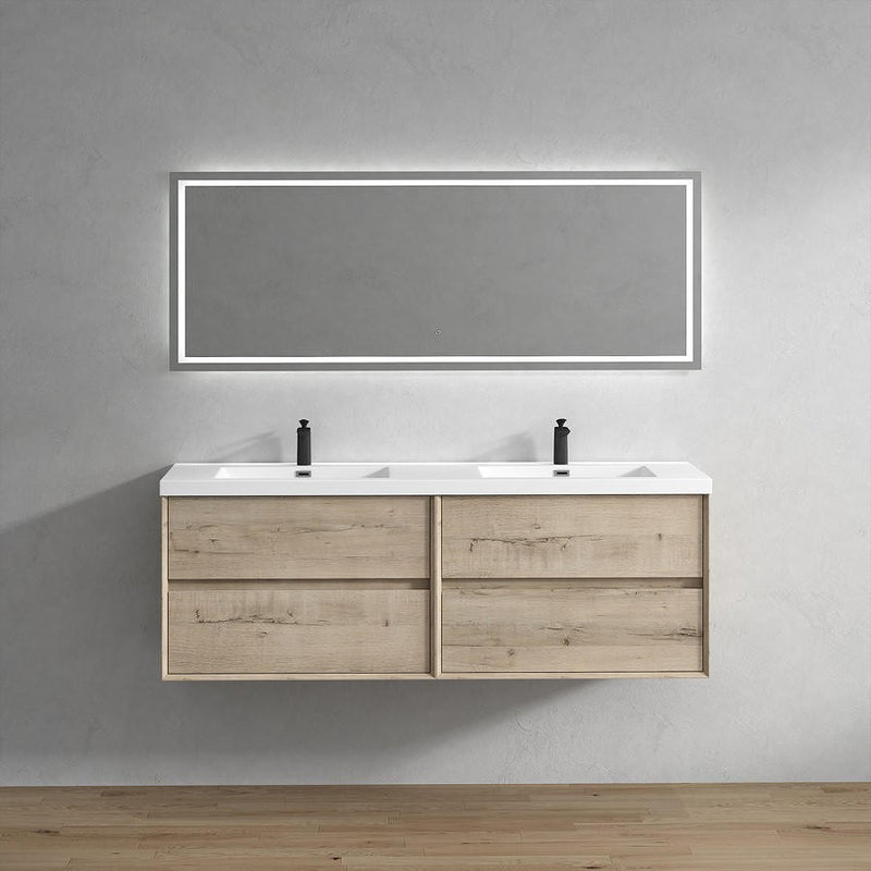 Moreno Bath SLIM 72D Kingdee 72" Floating Bathroom Vanity With Acrylic Double Sink Top