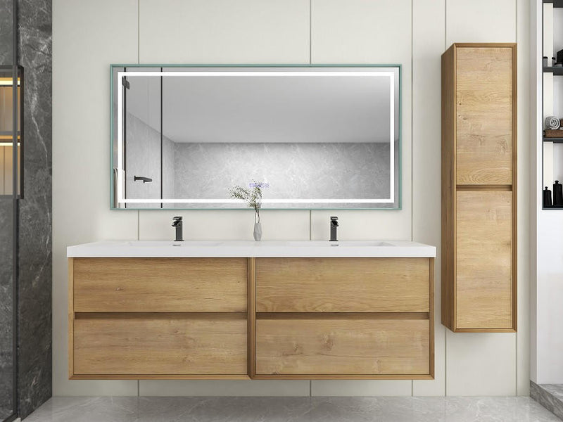 Moreno Bath SLIM 72D Kingdee 72" Floating Bathroom Vanity With Acrylic Double Sink Top