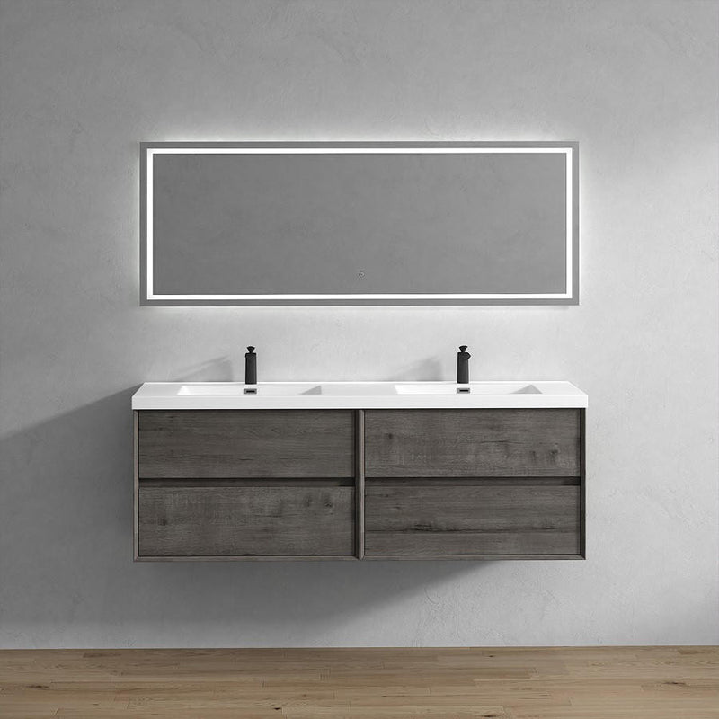 Moreno Bath SLIM 72D Kingdee 72" Floating Bathroom Vanity With Acrylic Double Sink Top