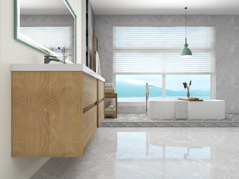 Moreno Bath SLIM 72D Kingdee 72" Floating Bathroom Vanity With Acrylic Double Sink Top