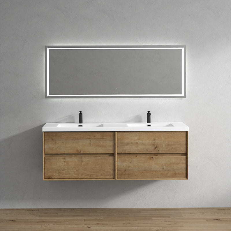 Moreno Bath SLIM 72D Kingdee 72" Floating Bathroom Vanity With Acrylic Double Sink Top