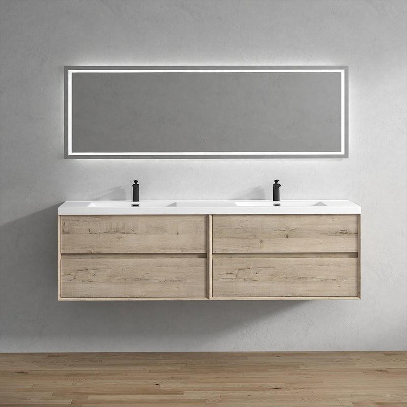 Moreno Bath SLIM 84D Kingdee 84" Floating Bathroom Vanity With Acrylic Double Sink Top