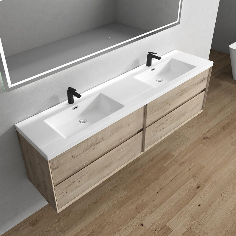 Moreno Bath SLIM 84D Kingdee 84" Floating Bathroom Vanity With Acrylic Double Sink Top