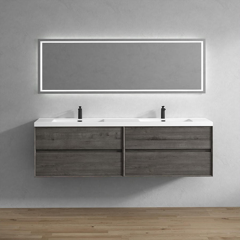 Moreno Bath SLIM 84D Kingdee 84" Floating Bathroom Vanity With Acrylic Double Sink Top