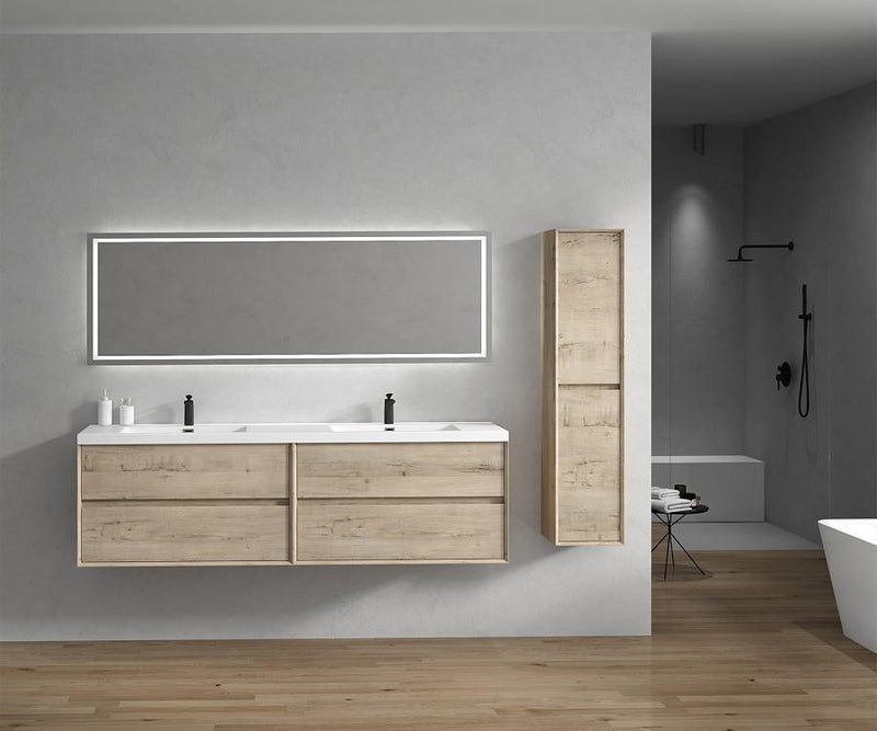 Moreno Bath SLIM 84D Kingdee 84" Floating Bathroom Vanity With Acrylic Double Sink Top