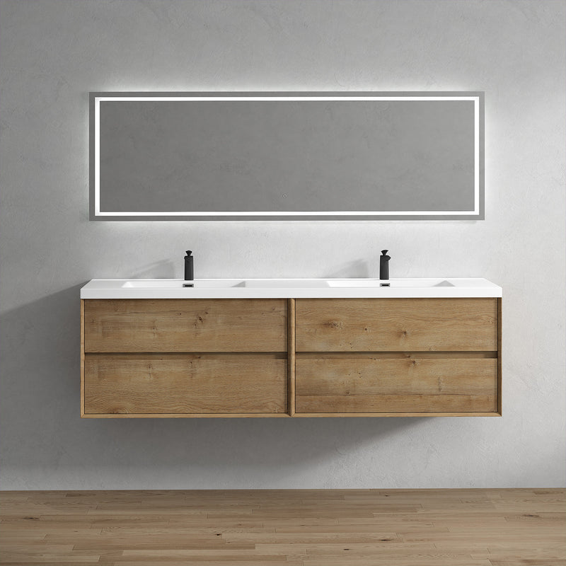Moreno Bath SLIM 84D Kingdee 84" Floating Bathroom Vanity With Acrylic Double Sink Top