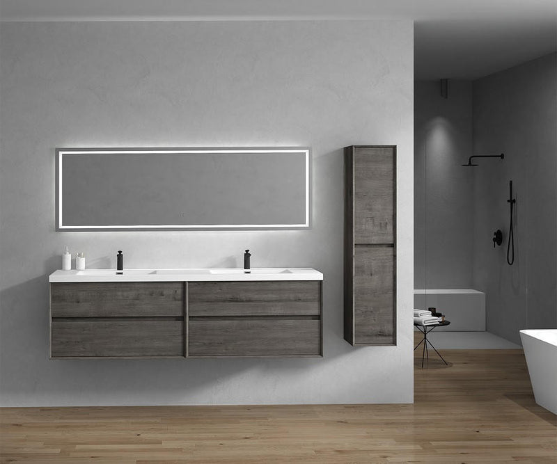 Moreno Bath SLIM 84D Kingdee 84" Floating Bathroom Vanity With Acrylic Double Sink Top