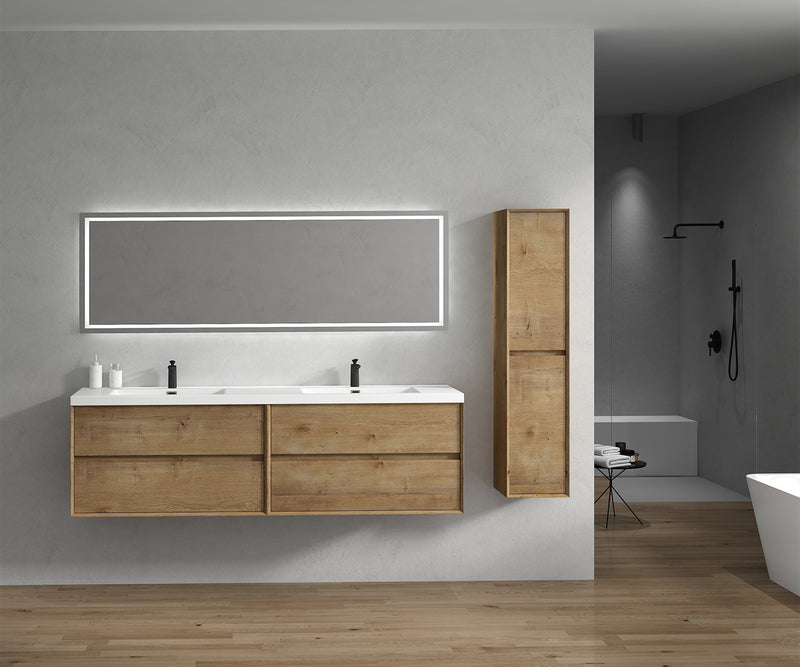 Moreno Bath SLIM 84D Kingdee 84" Floating Bathroom Vanity With Acrylic Double Sink Top