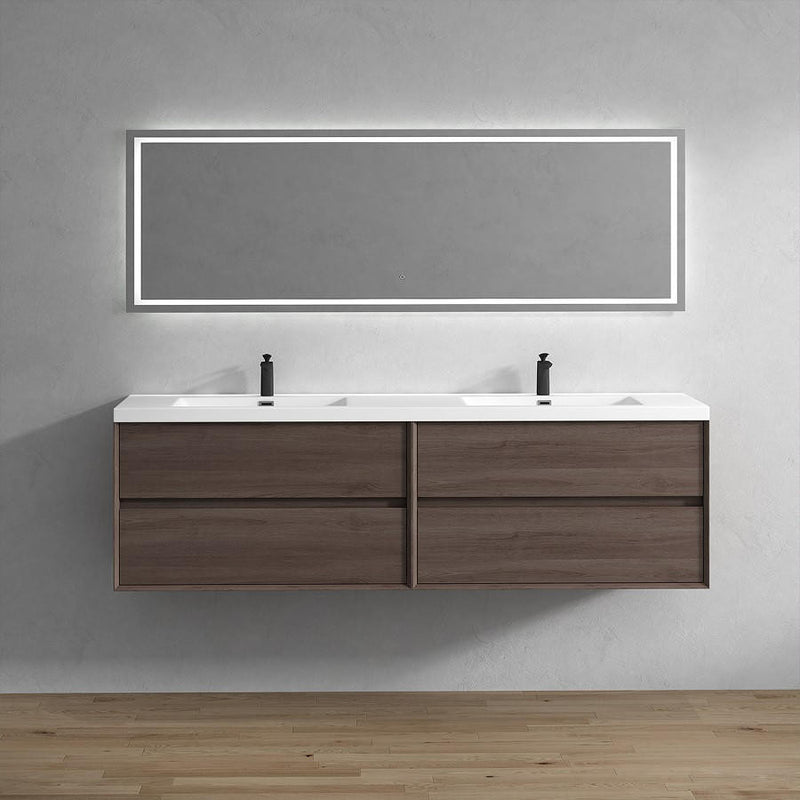 Moreno Bath SLIM 84D Kingdee 84" Floating Bathroom Vanity With Acrylic Double Sink Top