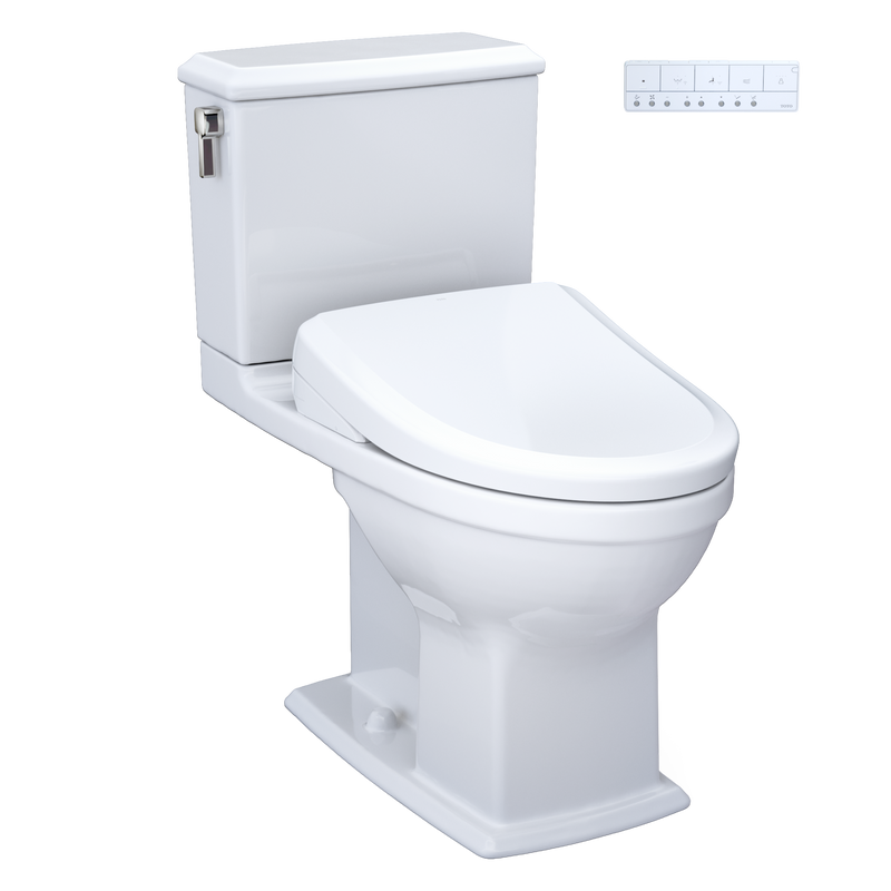 TOTO MW4944724CEMFGA#01 WASHLET+ Connelly Two-Piece Elongated Dual Flush 1.28 and 0.9 GPF Toilet and Classic WASHLET S7 Contemporary Bidet Seat with Auto Flush, Cotton White