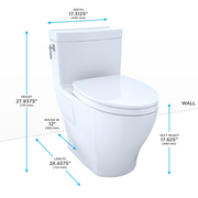 TOTO MS626124CEFG#01 Aimes WASHLET+ One-Piece Elongated 1.28 GPF Universal Height Skirted Toilet with CEFIONTECT, Cotton White - view 5