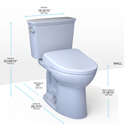 TOTO MW7864736CEFGA.10#01 Drake Transitional WASHLET+ Two-Piece Elongated 1.28 GPF Universal Height TORNADO FLUSH Toilet and S7A Contemporary Bidet Seat with Auto Flush, Cotton White - view 2
