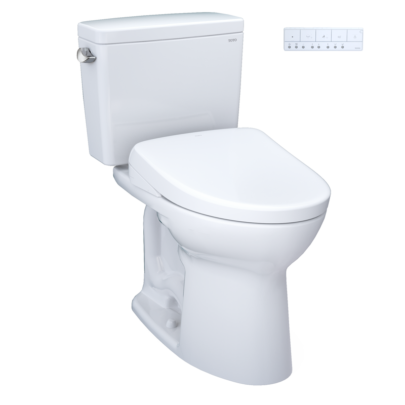 TOTO MW7764736CEGA#01 Drake WASHLET+ Two-Piece Elongated 1.28 GPF TORNADO FLUSH Toilet and S7A Contemporary Bidet Seat with Auto Flush, Cotton White