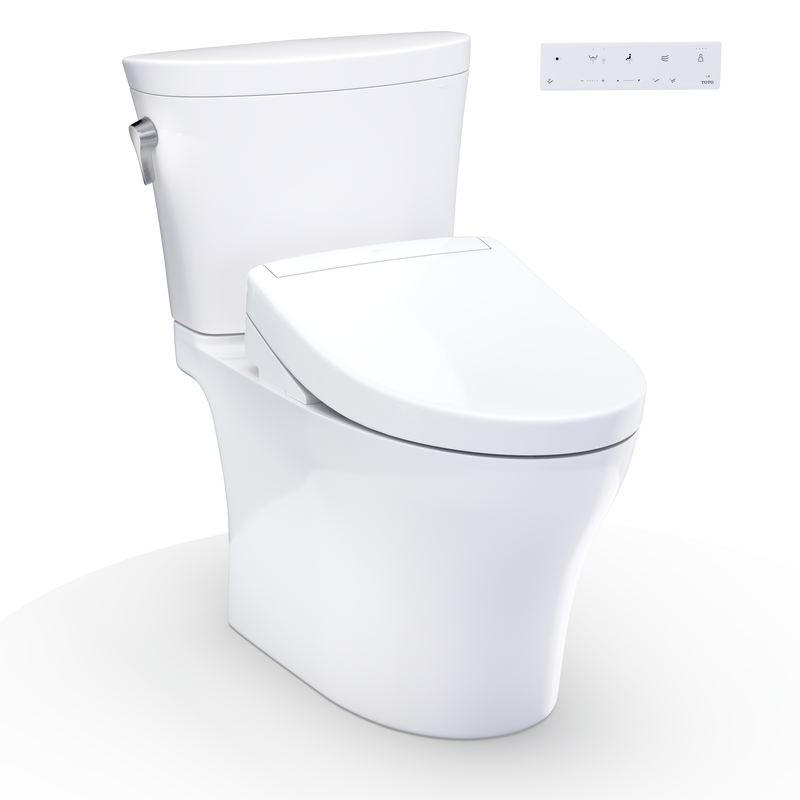 TOTO MW4483446CEMFGN#01 WASHLET+ Aquia IV Arc Two-Piece Elongated Dual Flush 1.28 and 0.9 GPF Toilet with S5 Bidet Seat, Cotton White