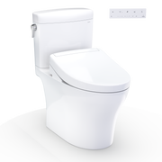 TOTO MW4363446CEMFGN#01 WASHLET+ Aquia IV Cube Two-Piece Elongated Dual Flush 1.28 and 0.9 GPF Toilet with S5 Bidet Seat, Cotton White