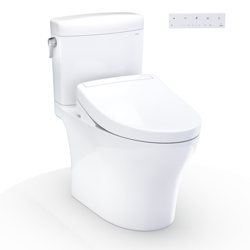 TOTO MW4363446CEMFGN#01 WASHLET+ Aquia IV Cube Two-Piece Elongated Dual Flush 1.28 and 0.9 GPF Toilet with S5 Bidet Seat, Cotton White