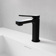 Anzzi L-AZ900MB-CH L-AZ900 Series Single Handle Single Hole Bathroom Faucet with Pop-Up Drain Matte Black & Chrome - view 2
