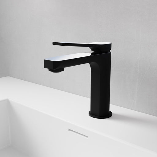 Anzzi L-AZ900MB-CH L-AZ900 Series Single Handle Single Hole Bathroom Faucet with Pop-Up Drain Matte Black & Chrome - view 2