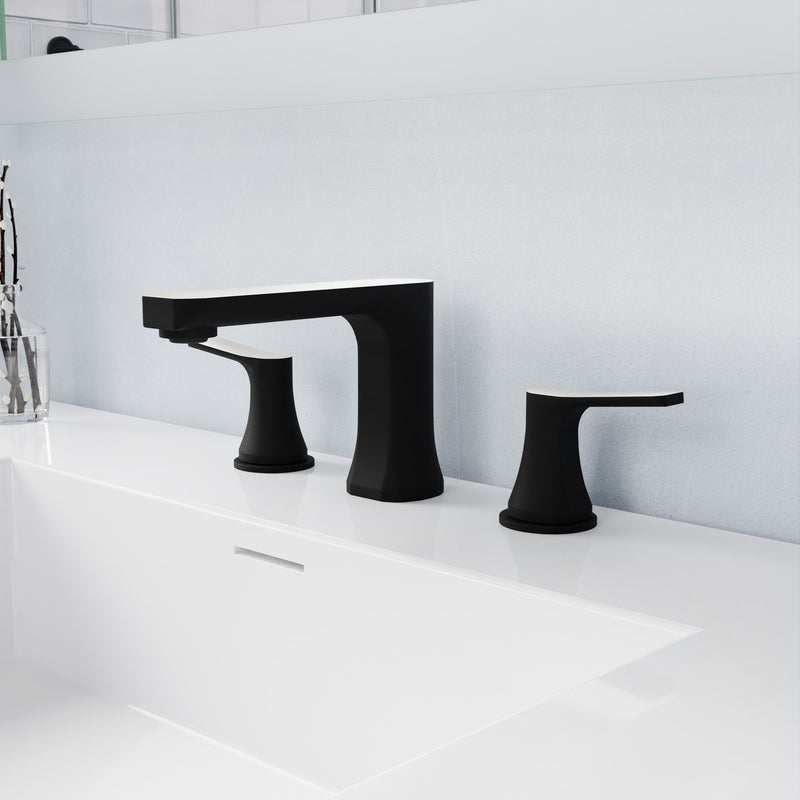 Anzzi L-AZ902MB-BN L-AZ902 Series 2-Handle 3-Hole 8 in. Widespread Bathroom Faucet with Pop-Up Drain Matte Black & - view 2