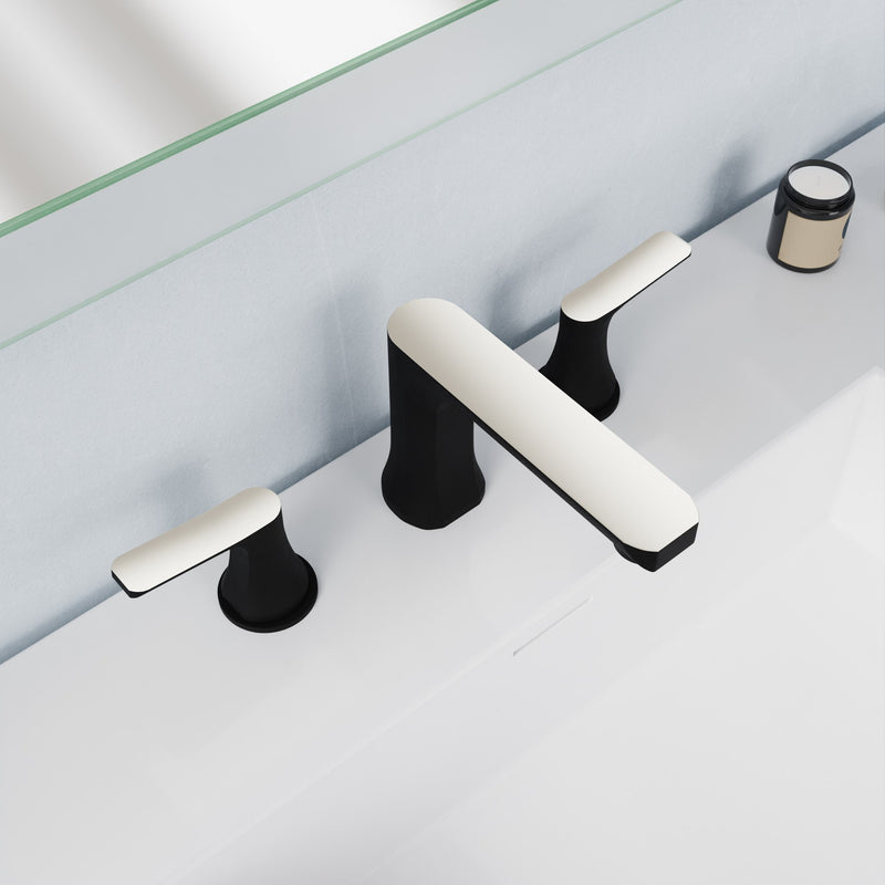 Anzzi L-AZ902MB-BN L-AZ902 Series 2-Handle 3-Hole 8 in. Widespread Bathroom Faucet with Pop-Up Drain Matte Black & - view 3
