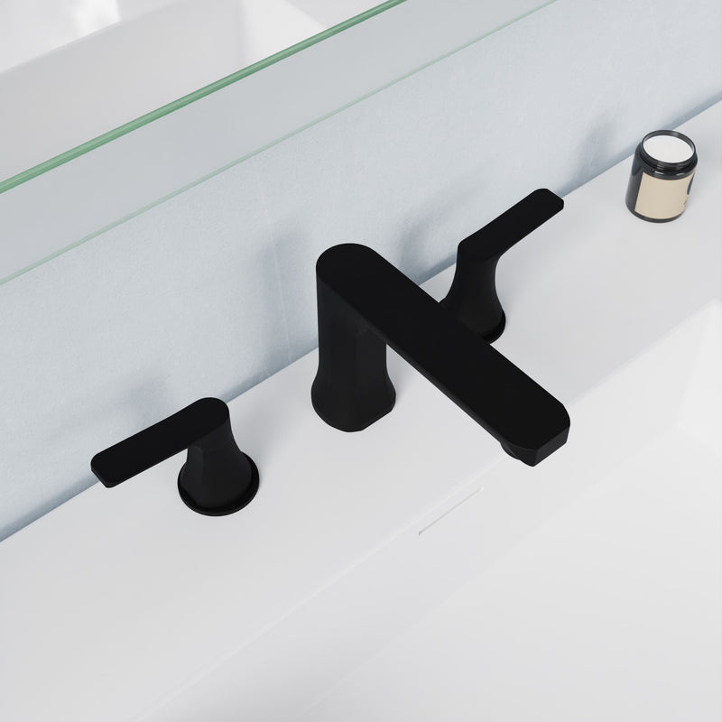 Anzzi L-AZ902MB-BN L-AZ902 Series 2-Handle 3-Hole 8 in. Widespread Bathroom Faucet with Pop-Up Drain Matte Black - view 8