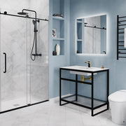 Anzzi L-AZ903MB-BG L-AZ903 Series Single Handle Single Hole Bathroom Faucet with Pop-Up Drain Matte Black & Brushed - view 5