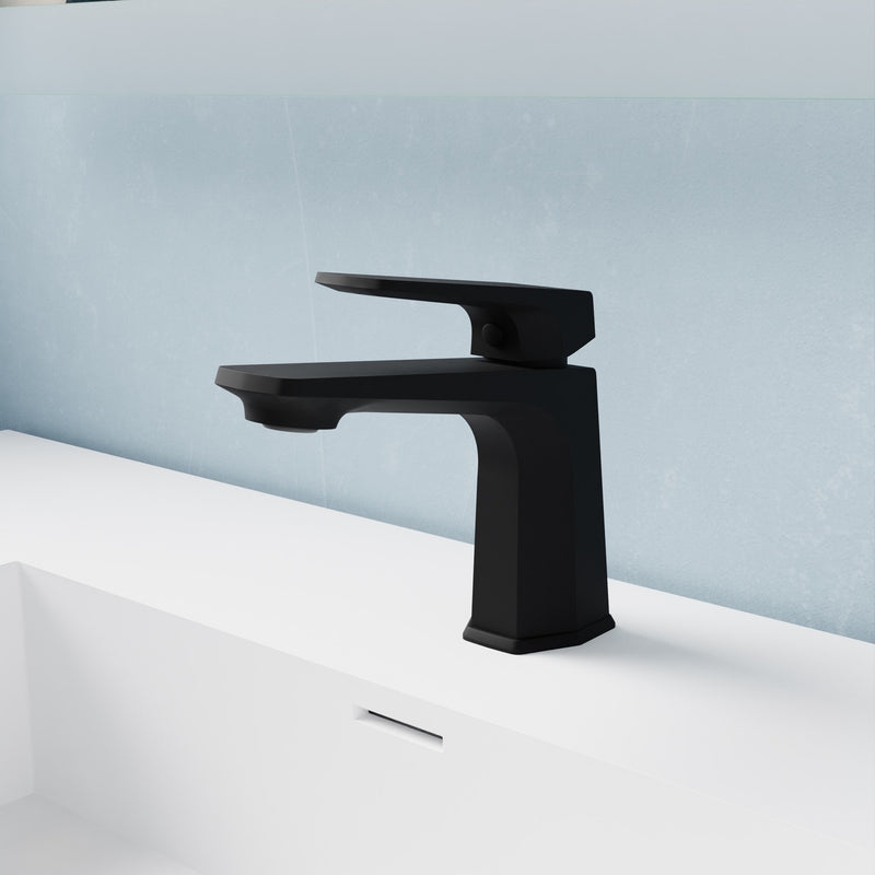 Anzzi L-AZ903MB-BG L-AZ903 Series Single Handle Single Hole Bathroom Faucet with Pop-Up Drain Matte Black - view 6