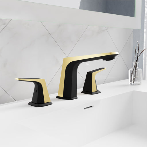 Anzzi L-AZ905MB-BG L-AZ905 Series 2-Handle 3-Hole 8 in. Widespread Bathroom Faucet with Pop-Up Drain Matte Black & - view 2