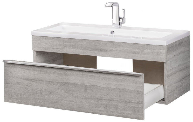 Cutler FV TR SOHO42 Trough 42" Wall Mount Modern Cultured Marble Top Bathroom Vanity - Soho